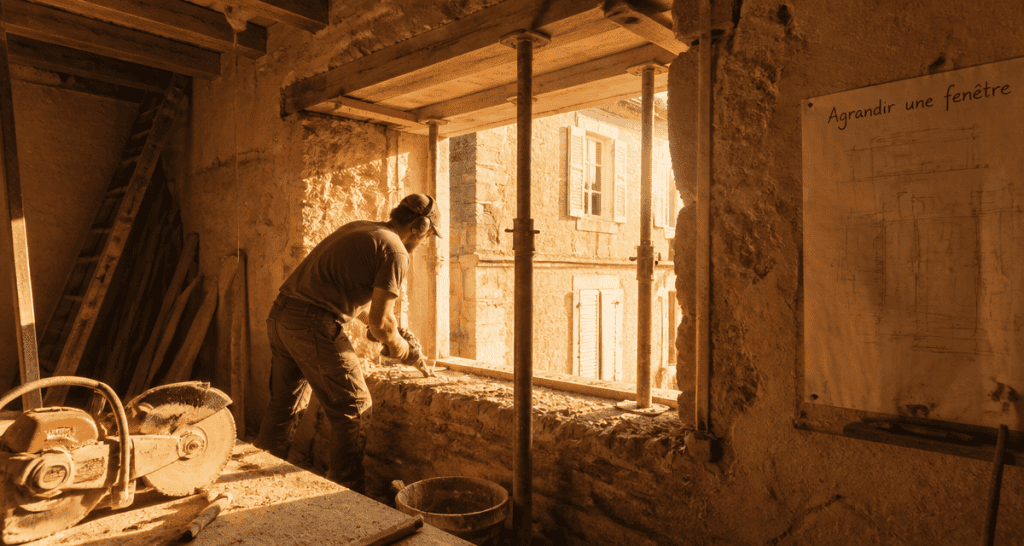 agrandir fenetre chantier maison