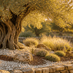 amenagement olivier jardin galets lavandes