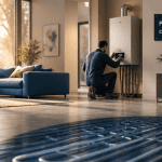 chauffage par le sol gaz dans salon contemporain