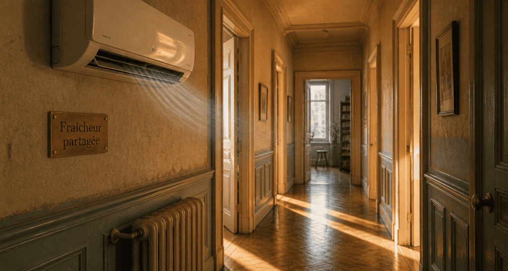 clim dans couloir pour refroidir les chambres dans appartement ancien