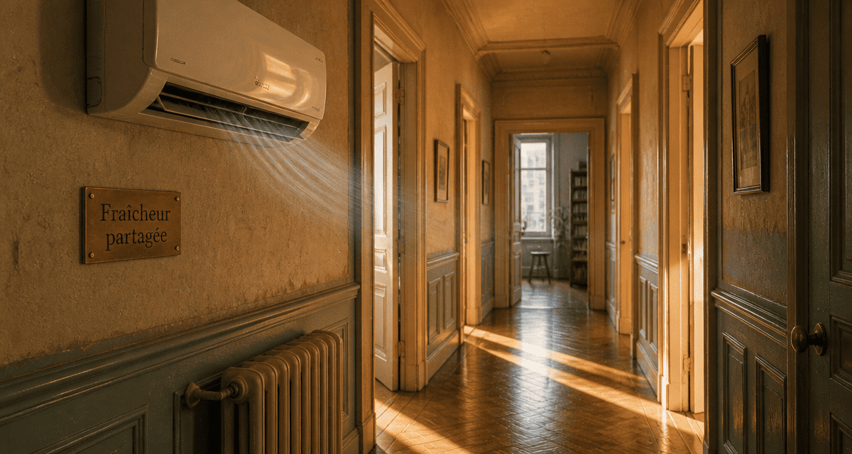 clim dans couloir pour refroidir les chambres dans appartement ancien