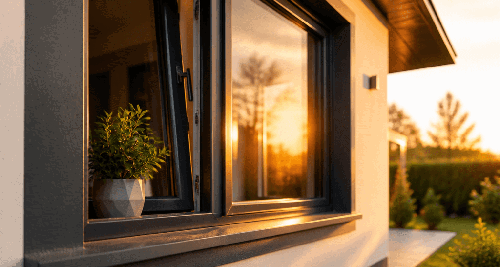 fenêtre gris anthracite pvc ouverte façade