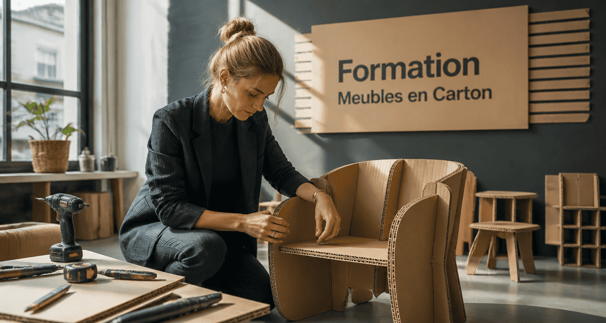 formation meubles en cartons femme assemble fauteuil
