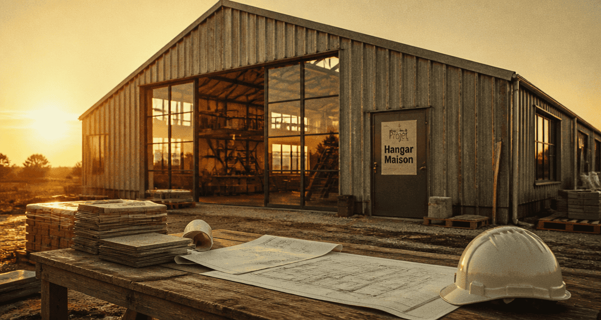 hangar aménagé en maison avec travaux et matériaux