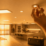 luminaire faux plafond LED et spots encastrés