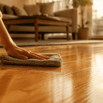 nettoyer parquet vitrifié savon noir main serpillière