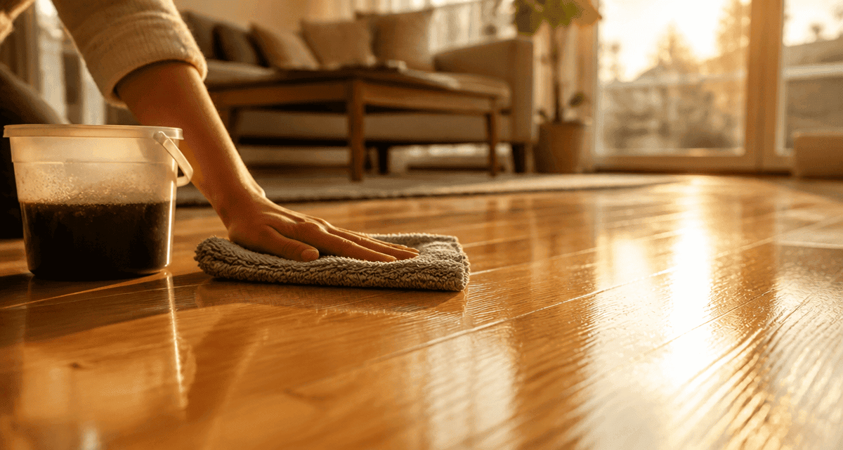 nettoyer parquet vitrifié savon noir main serpillière