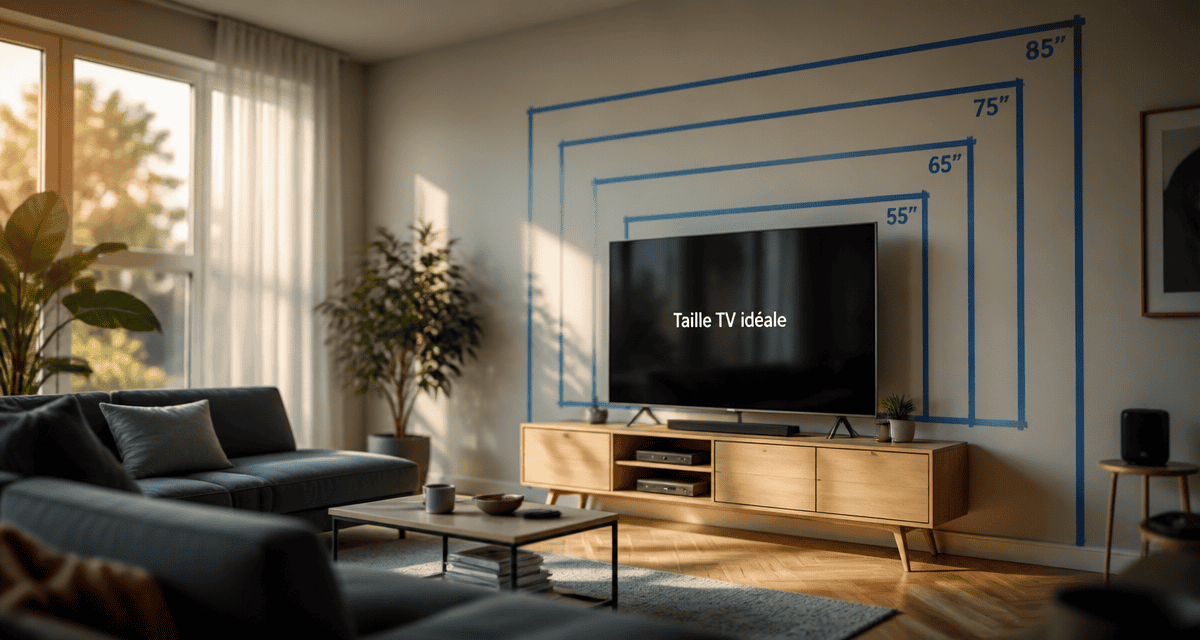 quelle taille de tv choisir pour un salon, image d'un salon moderne avec différentes tailles de tv