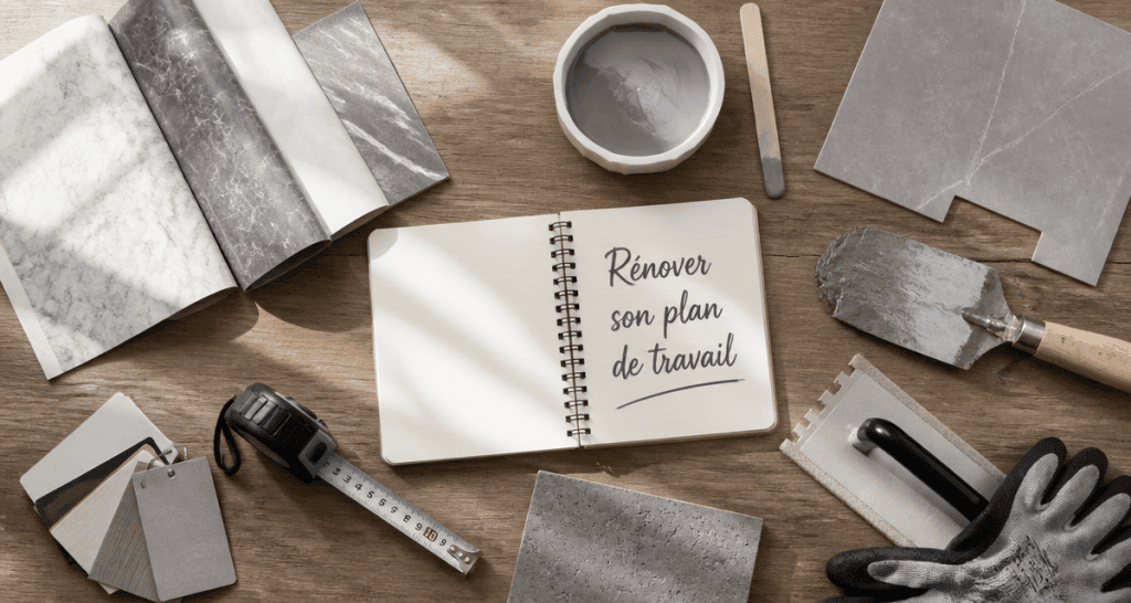 revêtement de plan de travail cuisine en rénovation