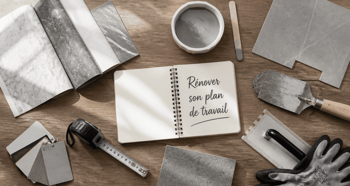 revêtement de plan de travail cuisine en rénovation