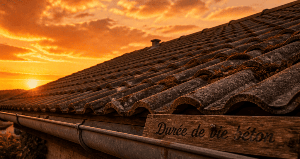 Toiture tuile béton durée de vie coucher de soleil
