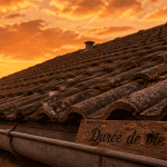 Toiture tuile béton durée de vie coucher de soleil