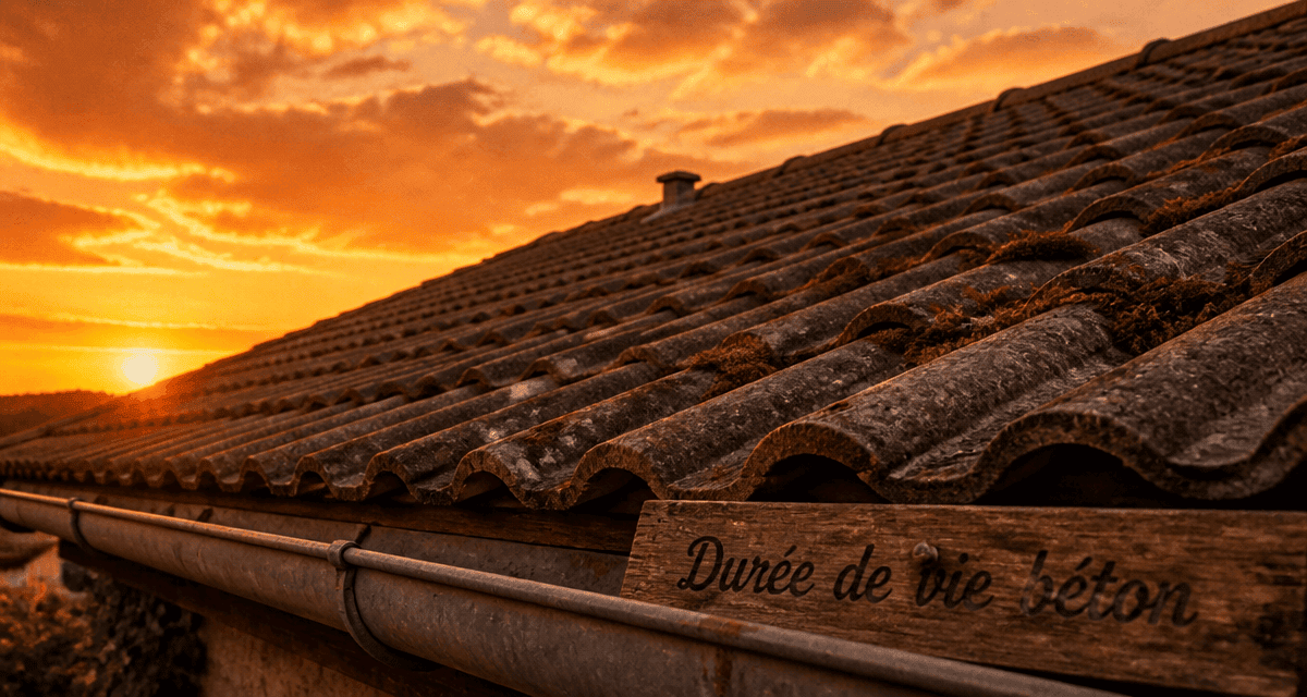 Toiture tuile béton durée de vie coucher de soleil
