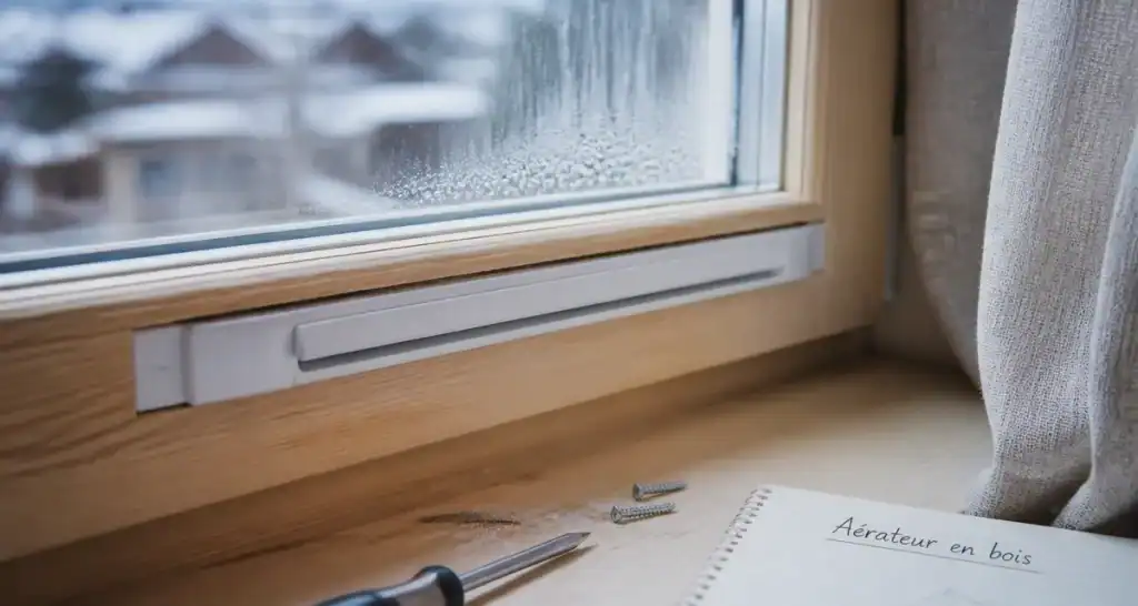 aerateur fenetre bois installé sur fenêtre en bois