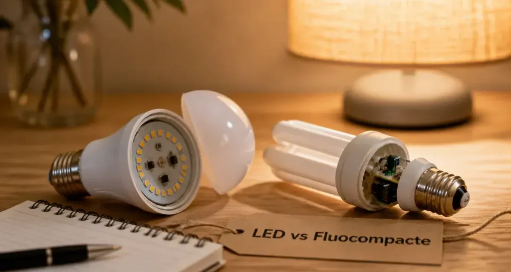 ampoule economique LED vs fluocompacte pour éclairage
