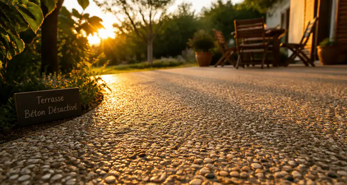 béton desactivé terrasse nouvellement posée