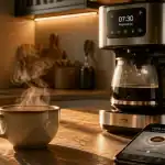 cafetiere connectee sur plan de travail moderne