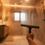 Calcaire paroi douche avant après nettoyage