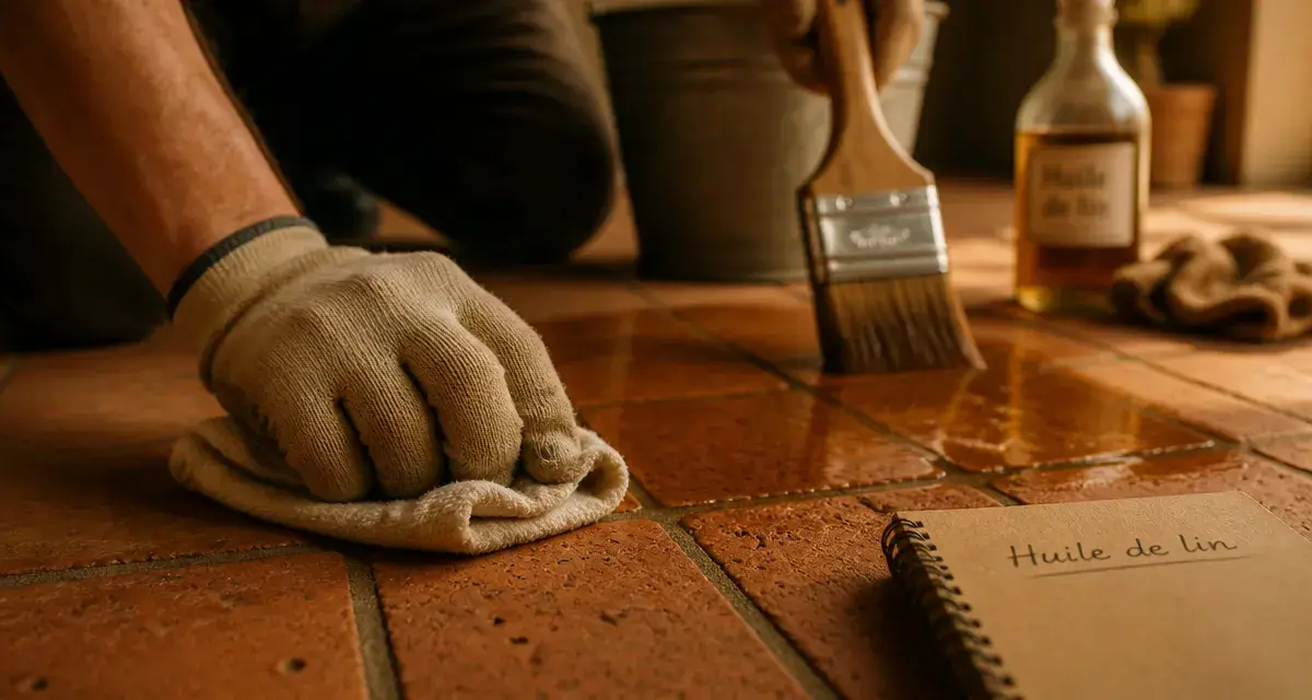 Huile de lin sur carrelage, application sans coller