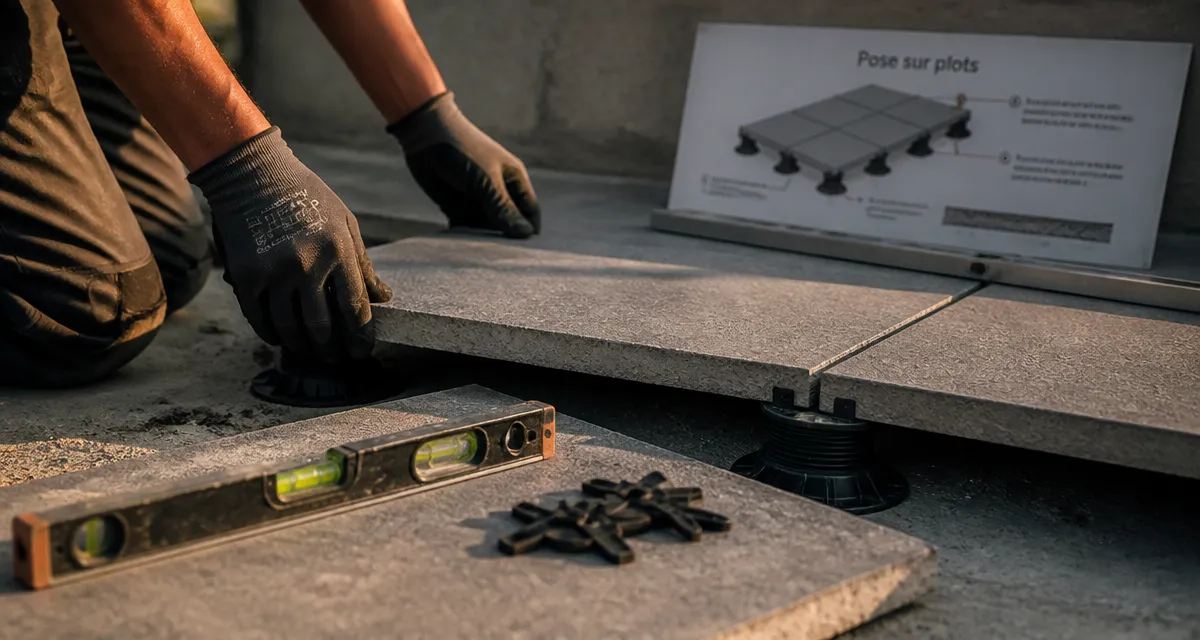 Carreler sur plot : pose de dalles sur plots réglables pour terrasse durable