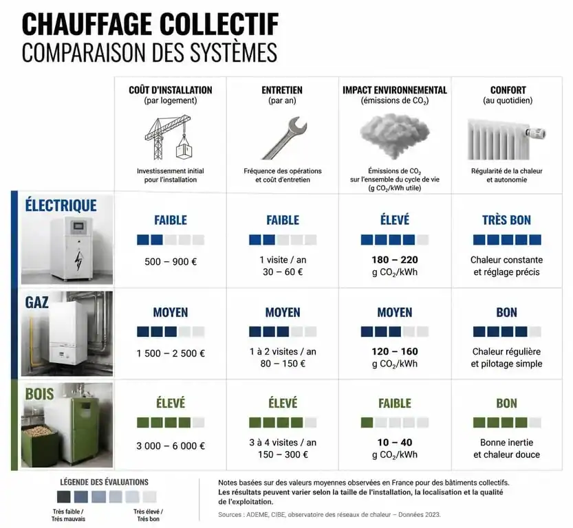 Comparatif des systèmes de chauffage électrique collectif par rapport aux autres énergies