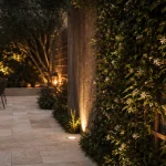 Idee pour cacher un mur exterieur : claustra bois avec vigne et jasmin étoilé