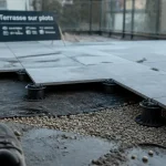 Inconvénient terrasse sur plot : dalles sur plots, film géotextile