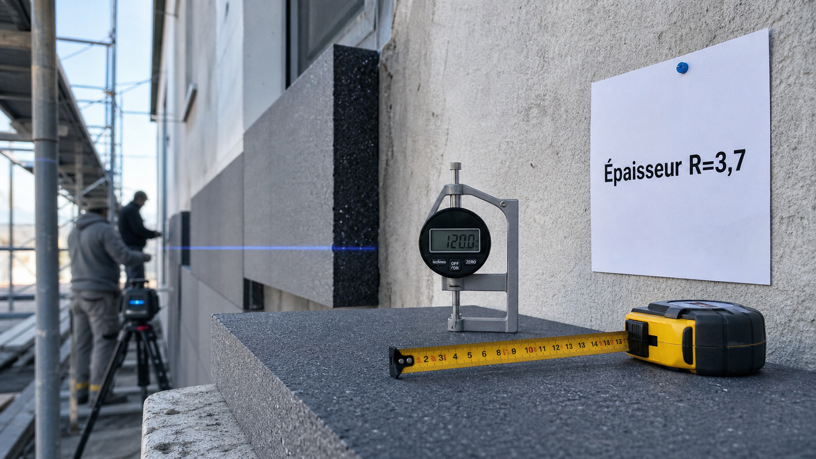 Isolation extérieure quelle épaisseur : jauge R=3,7 sur chantier