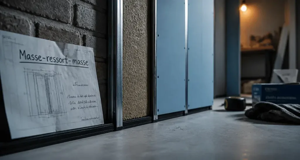 Isoler phoniquement un mur mitoyen : masse-ressort-masse, laine minérale et plaques phonique