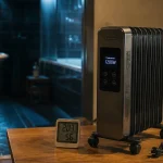 Meilleur chauffage d appoint : radiateur à bain d’huile 1200W près du thermomètre