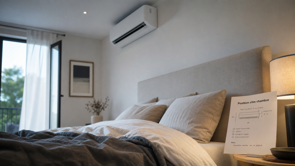 Ou placer une clim dans une chambre : split mural au-dessus du lit