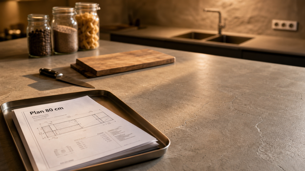 Plan de travail 80 cm de profondeur en cuisine contemporaine