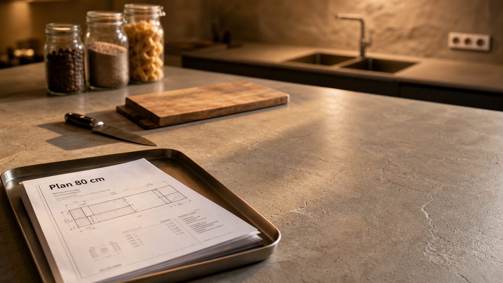 Plan de travail 80 cm de profondeur en cuisine contemporaine
