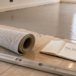 Poser du lino sur carrelage : rouleau de lino sur carrelage beige avant-après