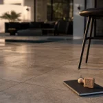 Carrelage terrasse moderne effet béton antidérapant, pose extérieure sur terrasse