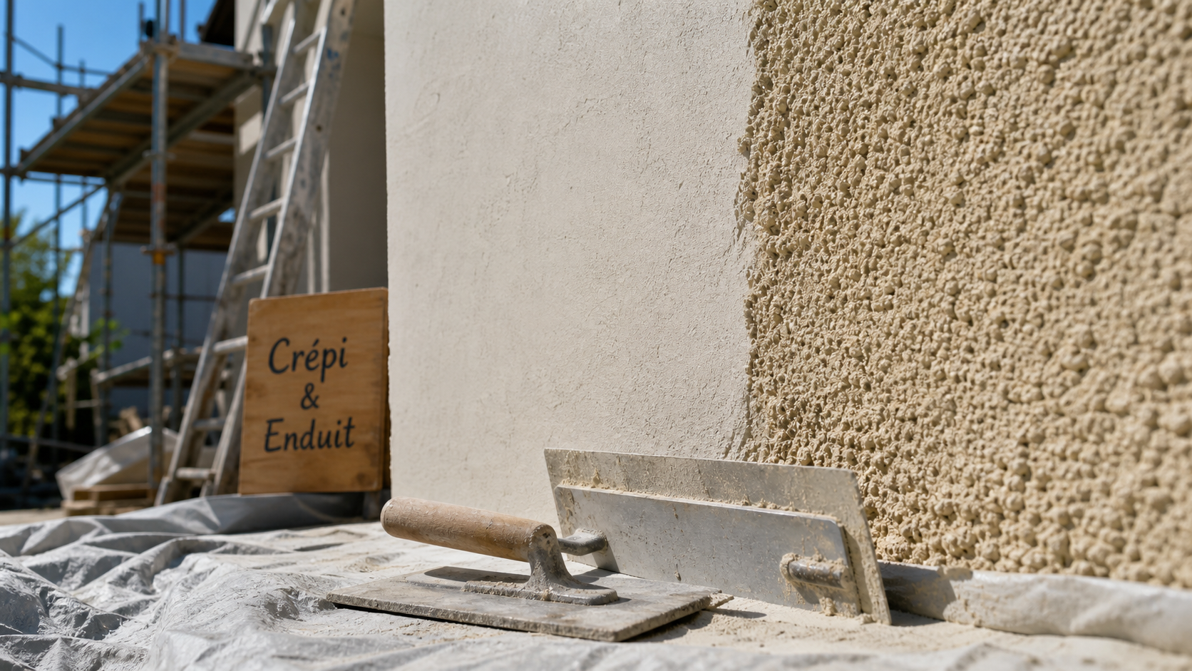 Crépi ou enduit extérieur : ravalement de façade en chantier