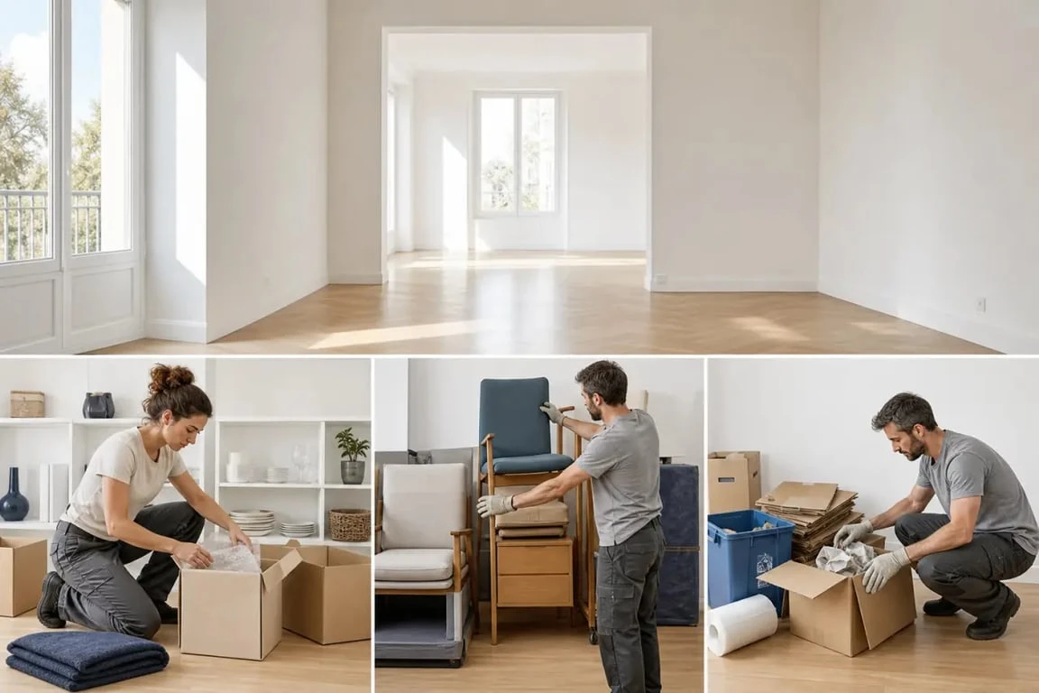 Nettoyage débarras d’un appartement avec tri professionnel et espace remis au propre