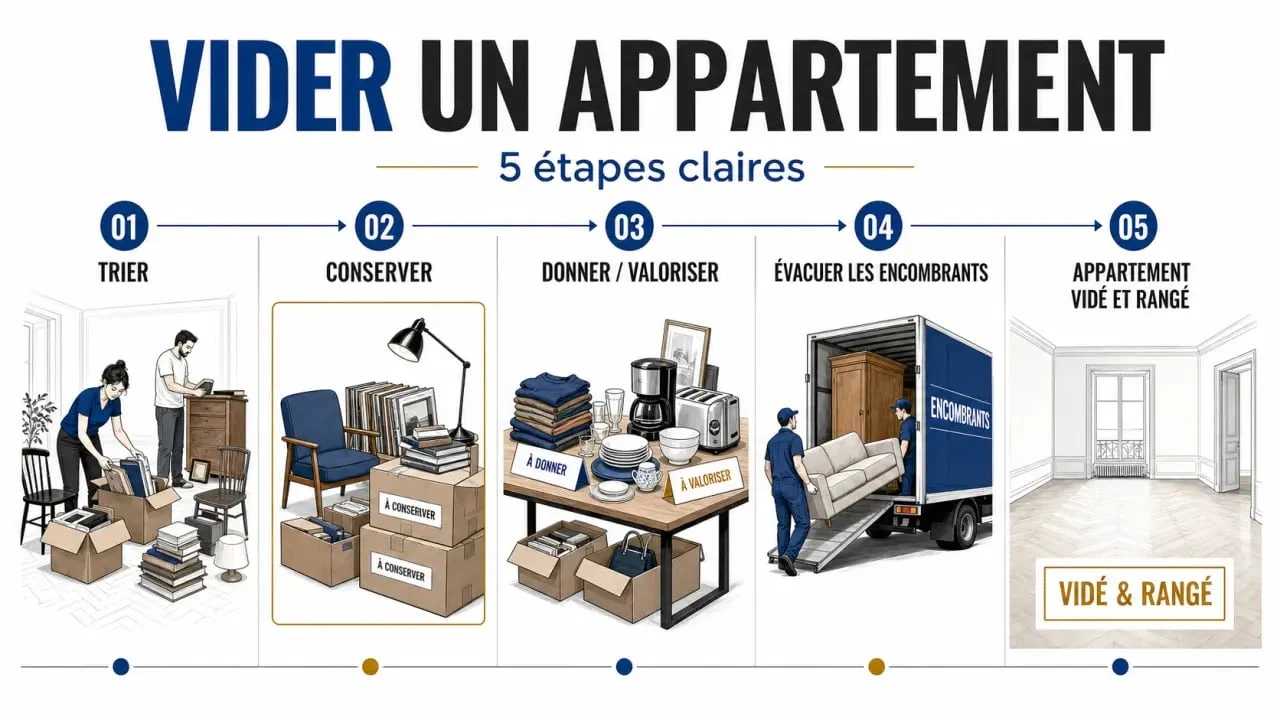 Vider un appartement : étapes de tri, débarras et évacuation des meubles