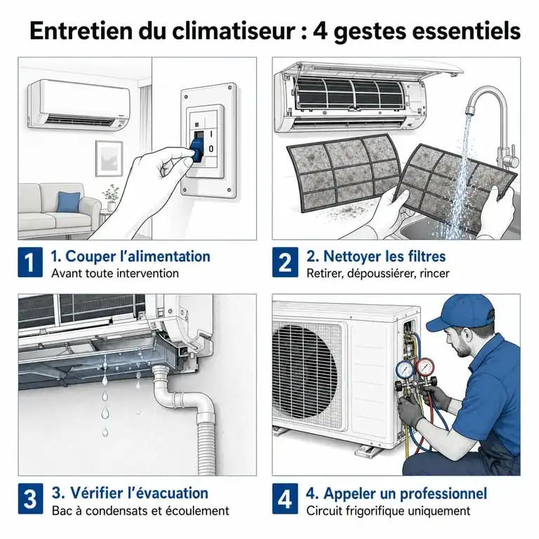 Entretien climatiseur : étapes de nettoyage et vérifications essentielles