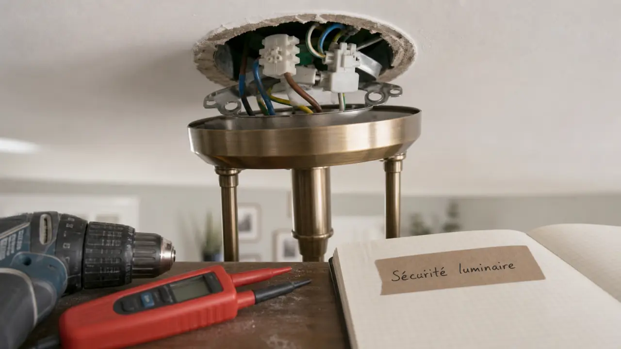 Installer luminaire plafond : rosace et câblage au plafond