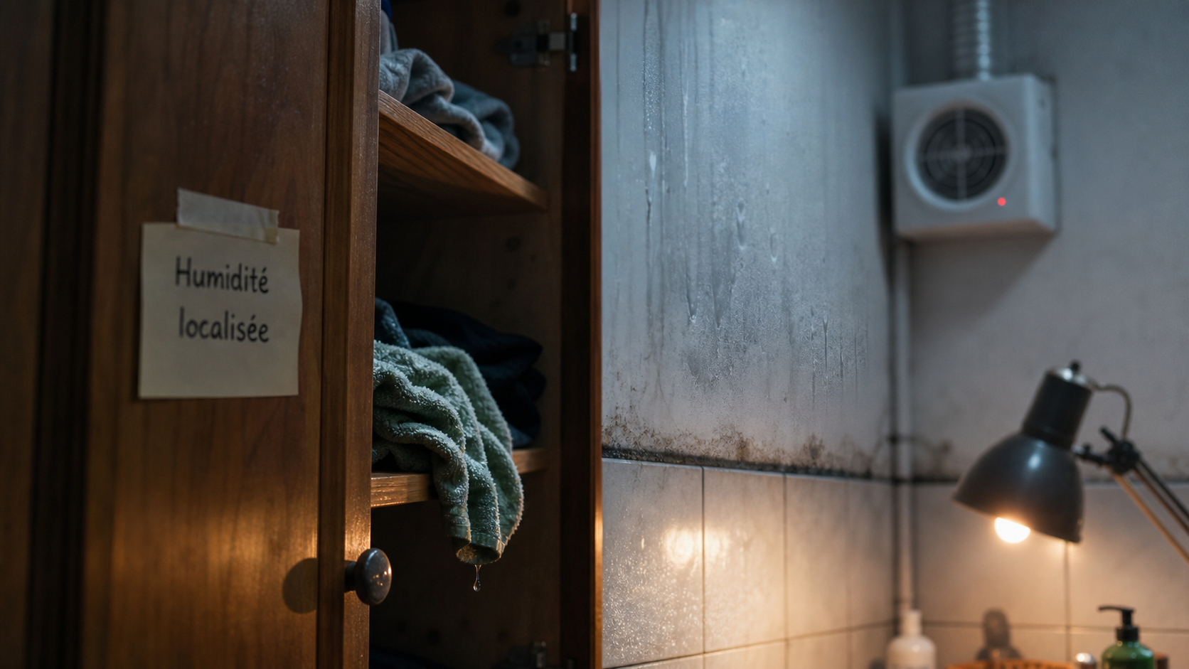 Odeur humidité maison : buanderie humide avec condensation