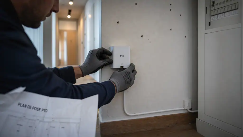 Ou placer boitier fibre optique dans une maison : installateur pose PTO sur mur