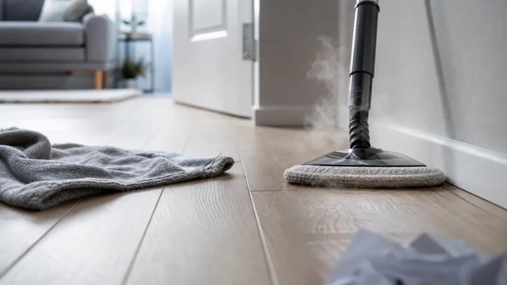 Peut-on utiliser un nettoyeur vapeur sur parquet stratifié ? serpillière microfibre et test près des joints