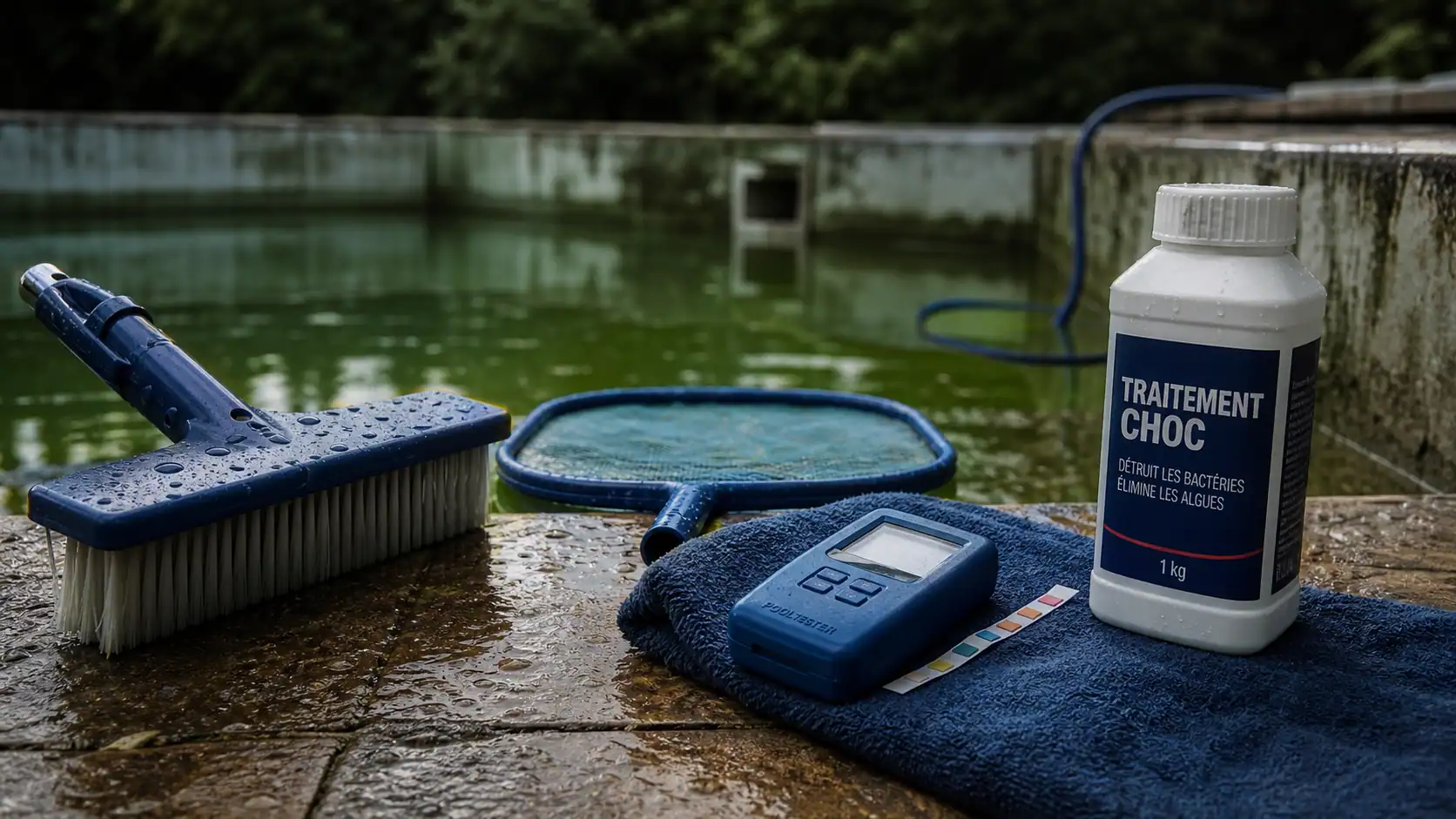 Piscine algue verte : test pH, filtration et traitement choc