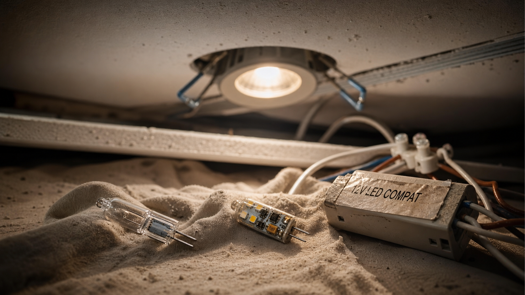 Problème remplacement ampoule halogène par LED 12V : variateur et scintillement visibles