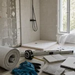 Renover une salle de bain : chantier de ventilation en rénovation, douche à l’italienne