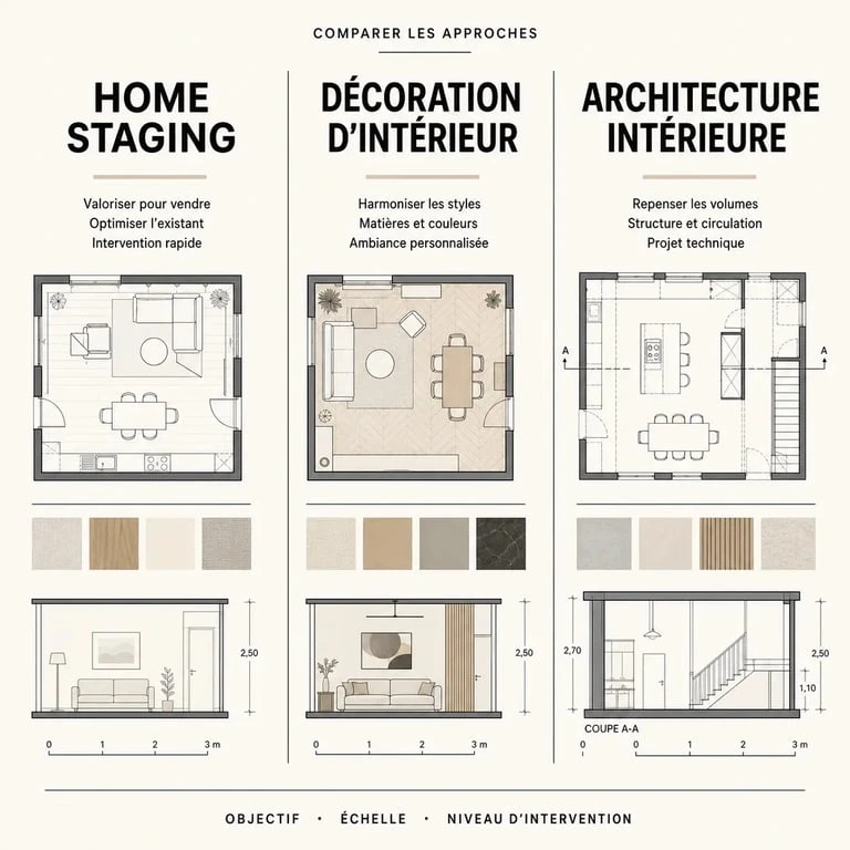 Home staging Decoscope : comparaison entre home staging, décoration d’intérieur et architecture intérieure