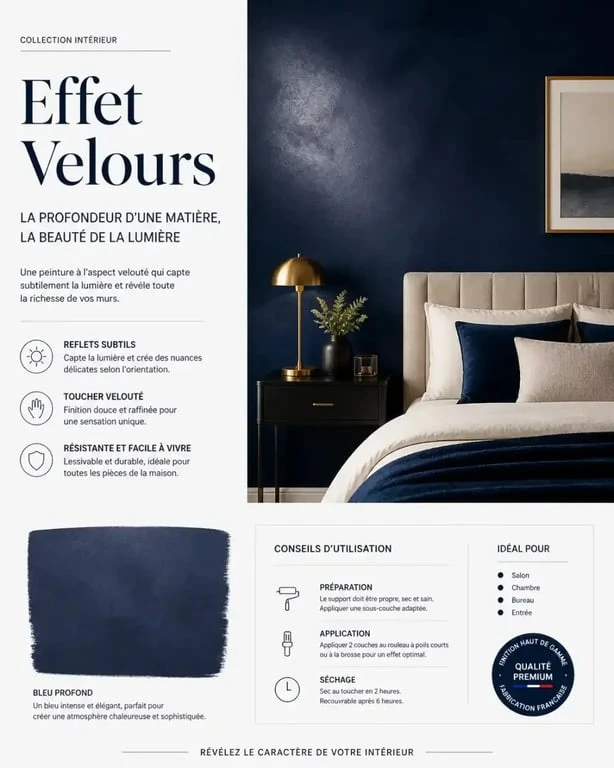 Mur avec peinture à effet velours pour une ambiance feutrée