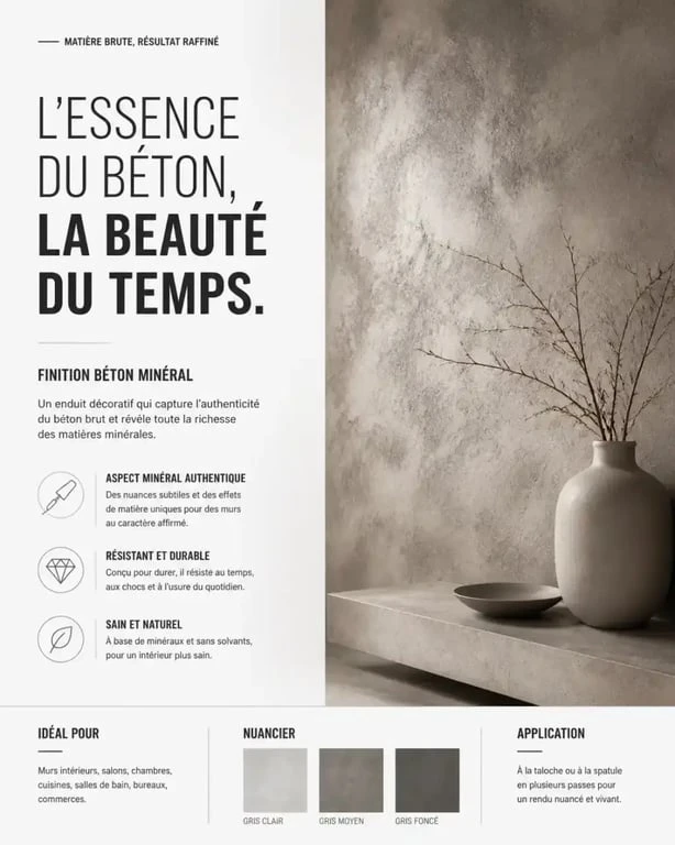 Mur avec peinture à effet béton pour une décoration intérieure moderne