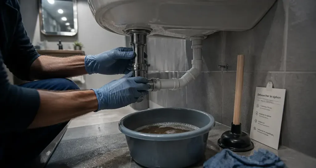 Lavabo bouché que faire : déboucher le siphon soi-même